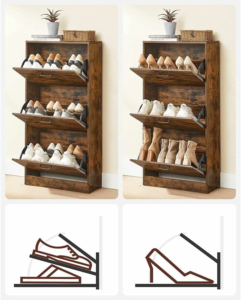 Vasagle Schuhschrank, 60x24x120cm, rustikalbraun