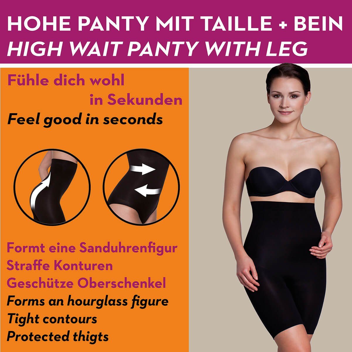 Miss Perfect Miederhose 36821 formgebend und nahtlos mit hoher Taille und Bein
