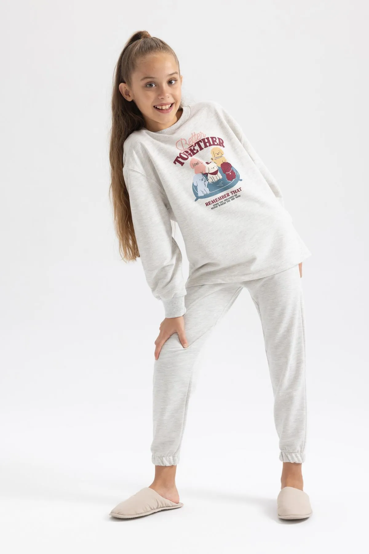 DeFacto  Bedrucktes Langarm-Pyjama-Set für Mädchen