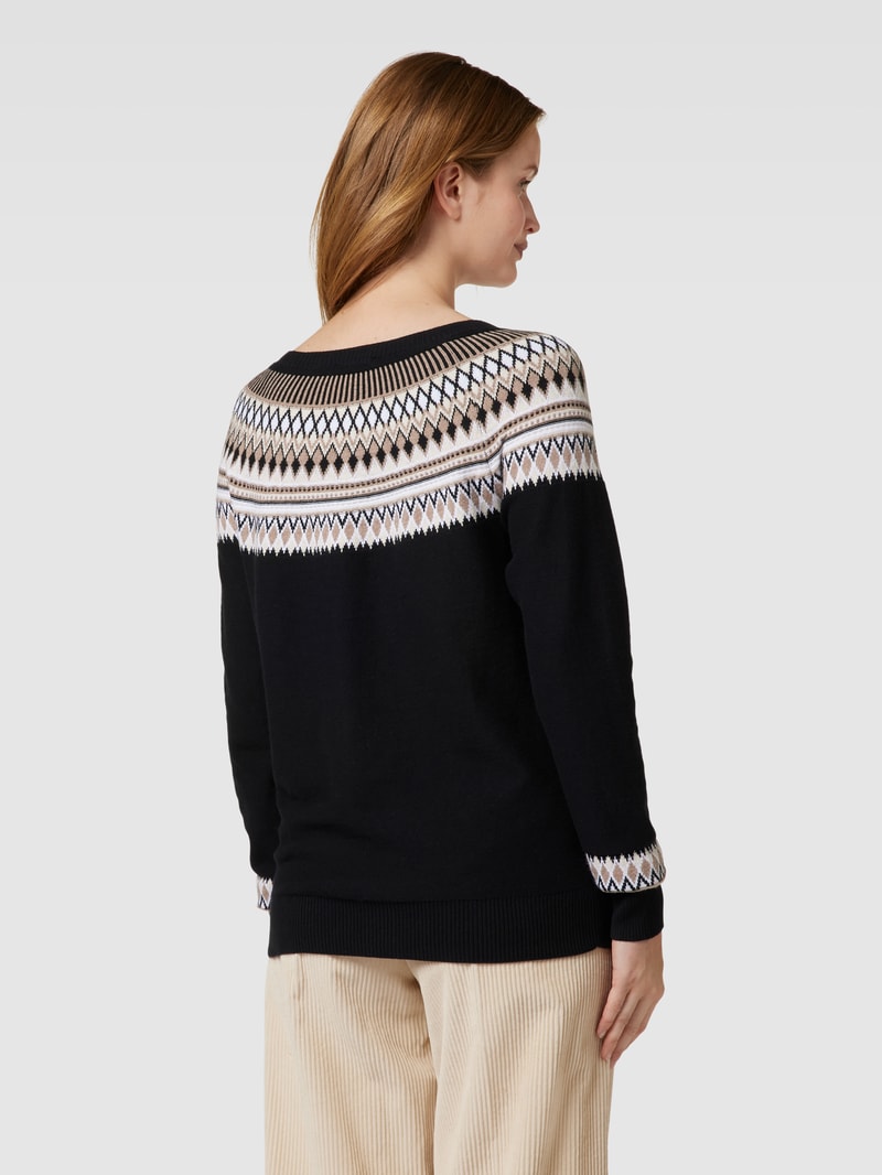 Strickpullover mit Zickzack-Muster in schwarz