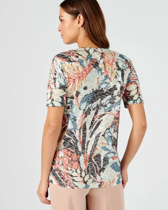 Tee-shirt manches courtes maille dévorée imprimée