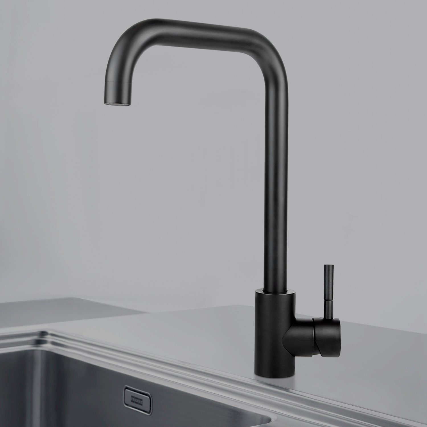 ZMH Waschtischarmatur 3 Stile Edelstahl Mischbatterie 360° Schwenkbar für Küche, Schwarz-Sieben-Förmig