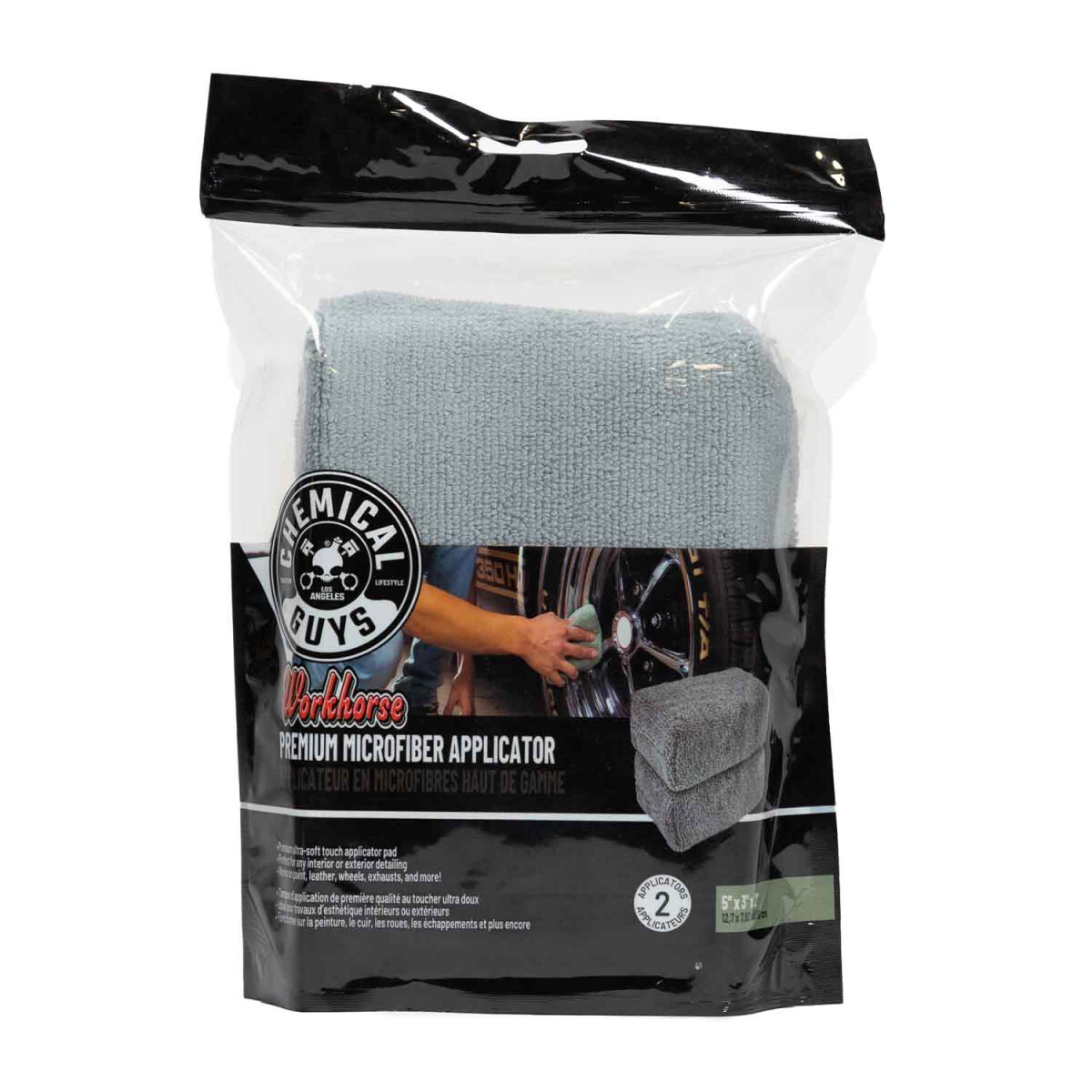 Chemical Guys Workhorse Premium Mikrofaser Applikator Grau 2Stk.