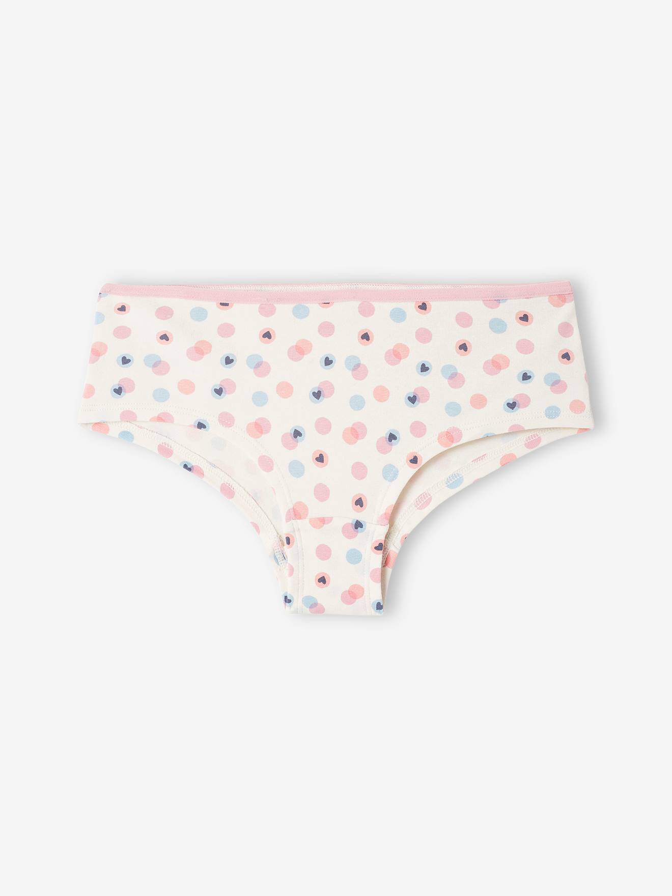 Vertbaudet 7er-Pack Mädchen Shortys, Herzen Oeko-Tex - blau