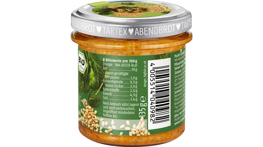 Tartex Marktgemüse Spinat Pinienkerne 135 g