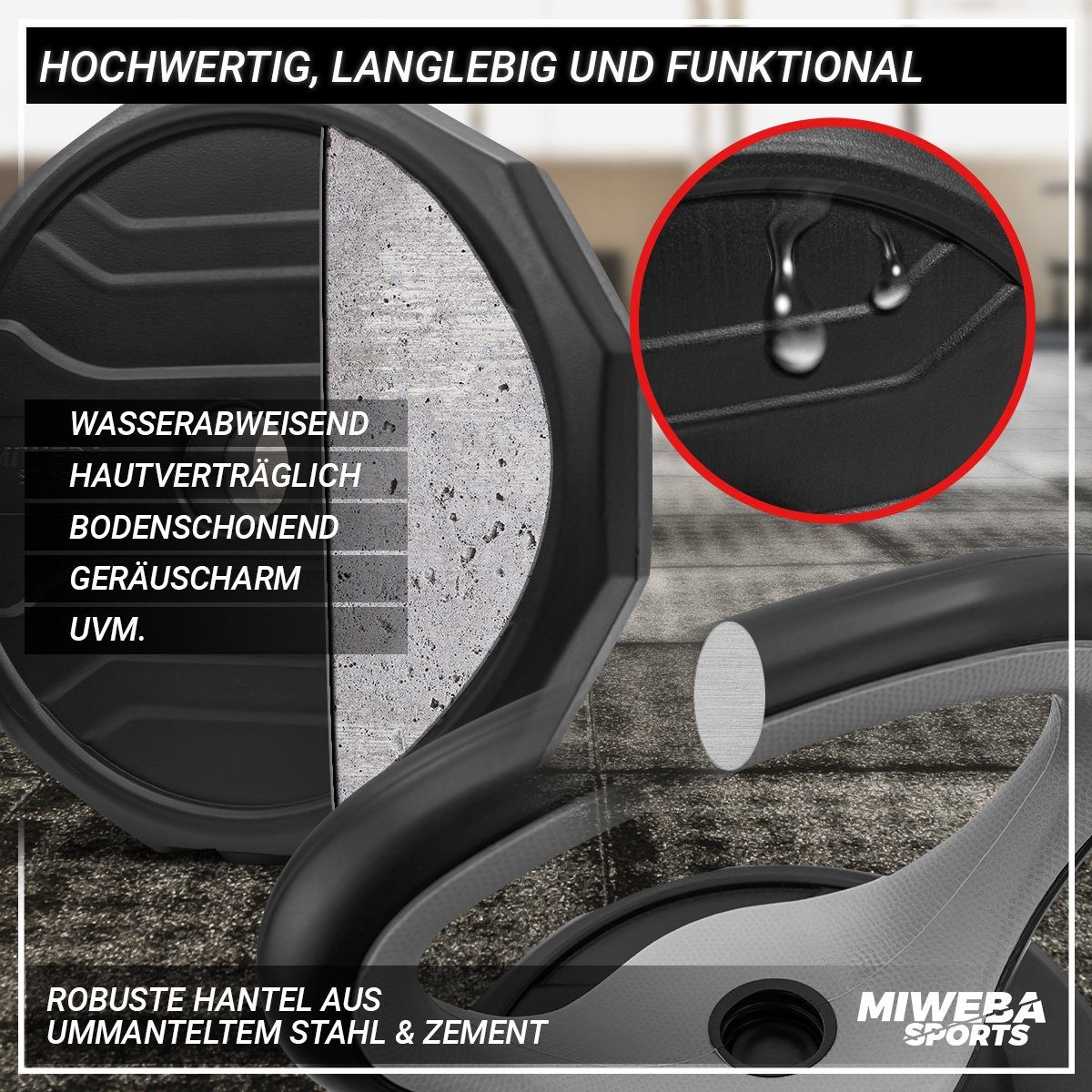Miweba Sports Hantel-Set verstellbares 6in1 Hantel Set - 25 kg, (Liegestützgriffe - Kurzhanteln - Langhantel - Kettlebell - Multifunktionshantel - Krafttraining - Muskelaufbau - Workout - Training - Kurzhantelset - Hantel komplett Set, 6 Hantel Konst