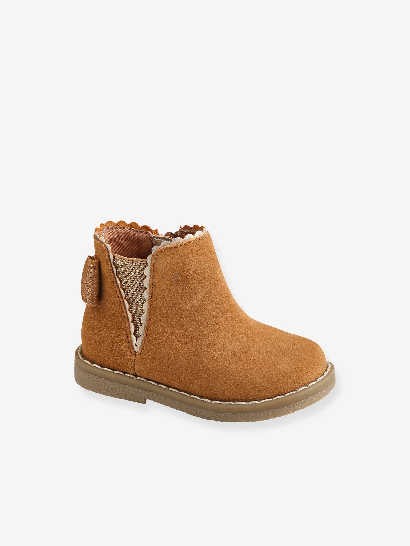 Boots cuir bébé fille élastiqués bleu marine