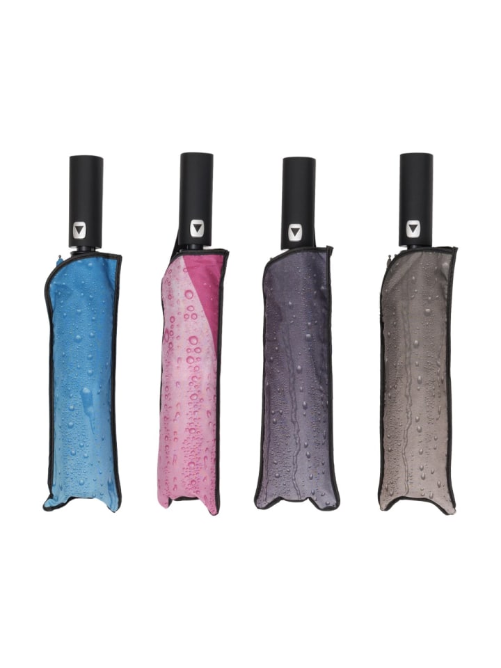 COFI 1453 Teleskop Taschenschirm mit Schutzhülle ø100 cm mit Tropfenmotiv in Pink günstig kaufen onesize