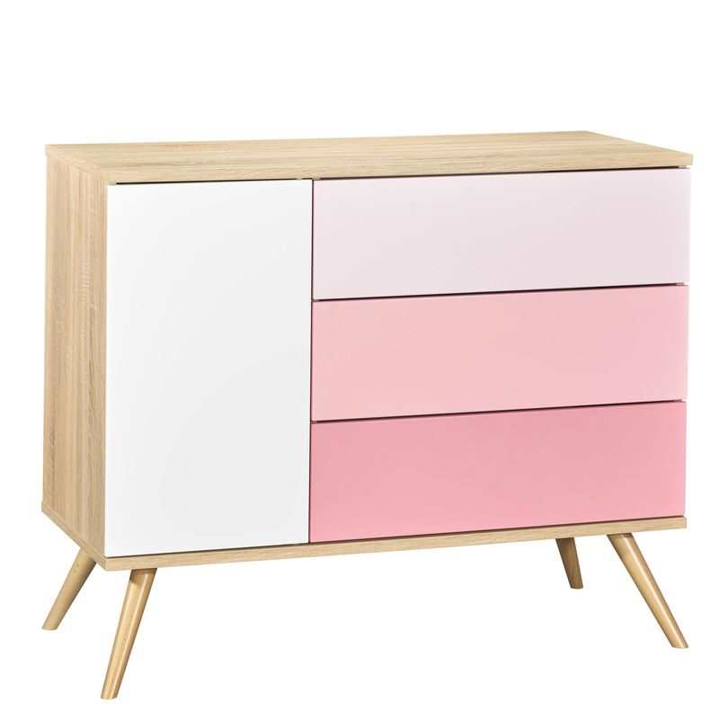 Commode 1 porte et 3 tiroirs Seventies