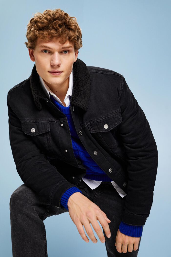 Jeansjacke mit Teddyfell