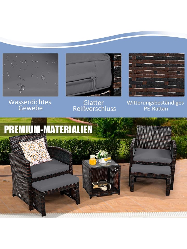 COSTWAY Gartenmöbel 5er Set in Grau günstig kaufen onesize
