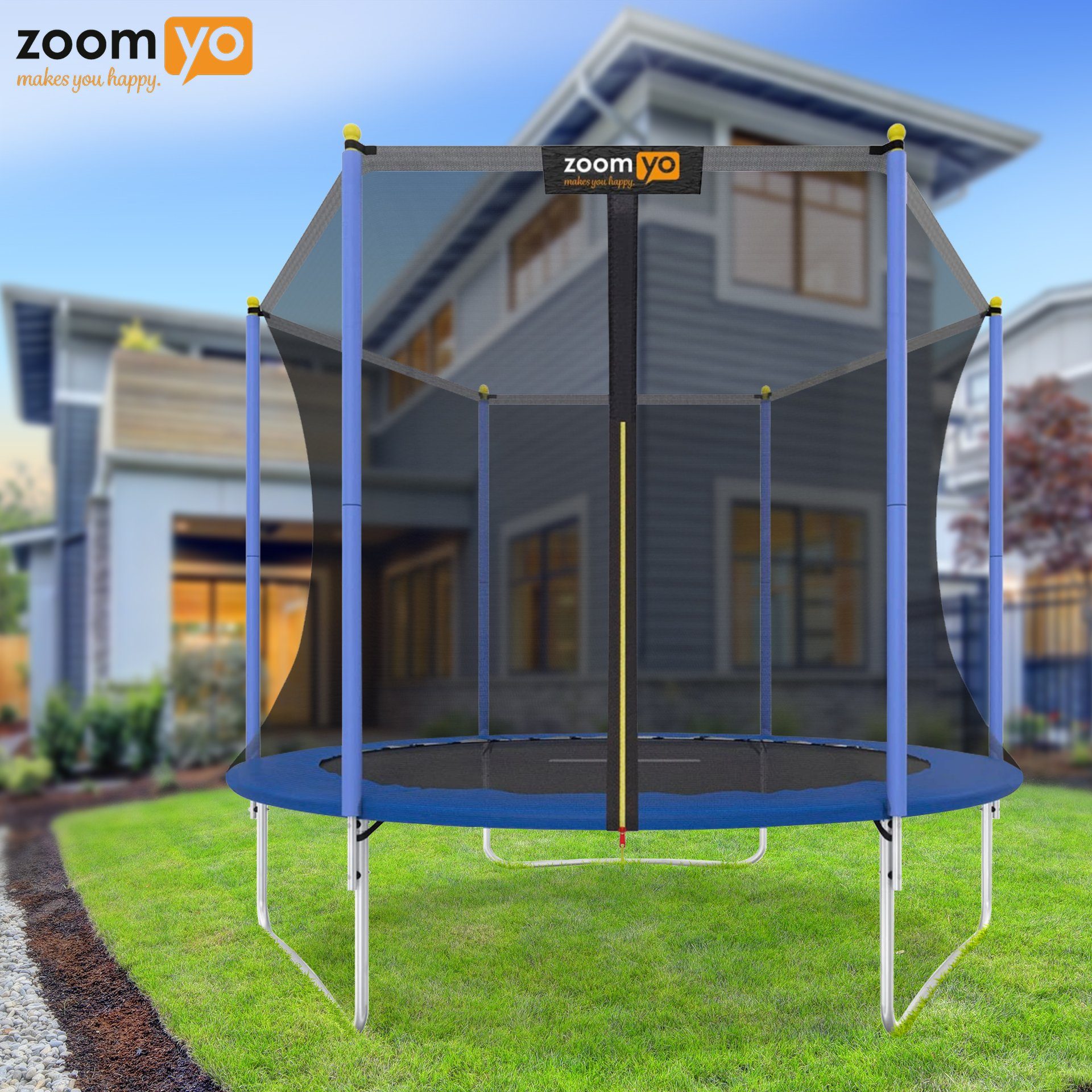 Zoomyo Gartentrampolin Gartentrampolin Basic, Kindertrampolin, TÜV/GS geprüft, UV-beständig, Ø 244,00 cm, inkl Sicherheitsnetz und Sprungtuch, Outdoor Trampolin für Kinder