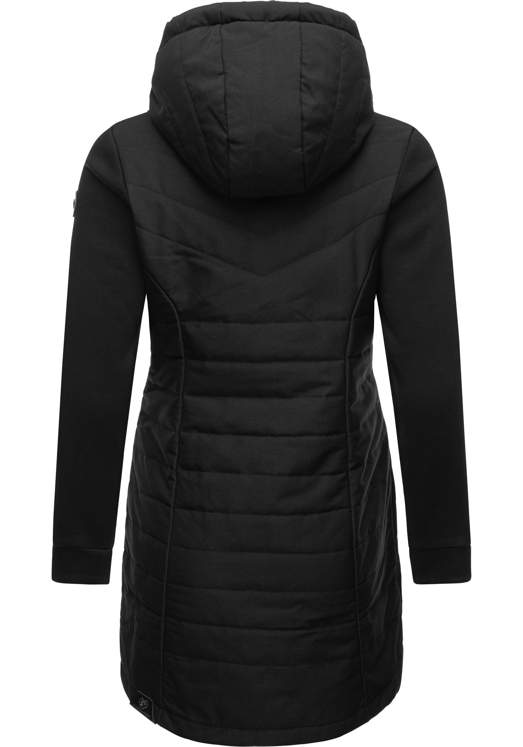 Ragwear Steppmantel Lucinda Long Mantel aus modernem Materialmix mit Kapuze