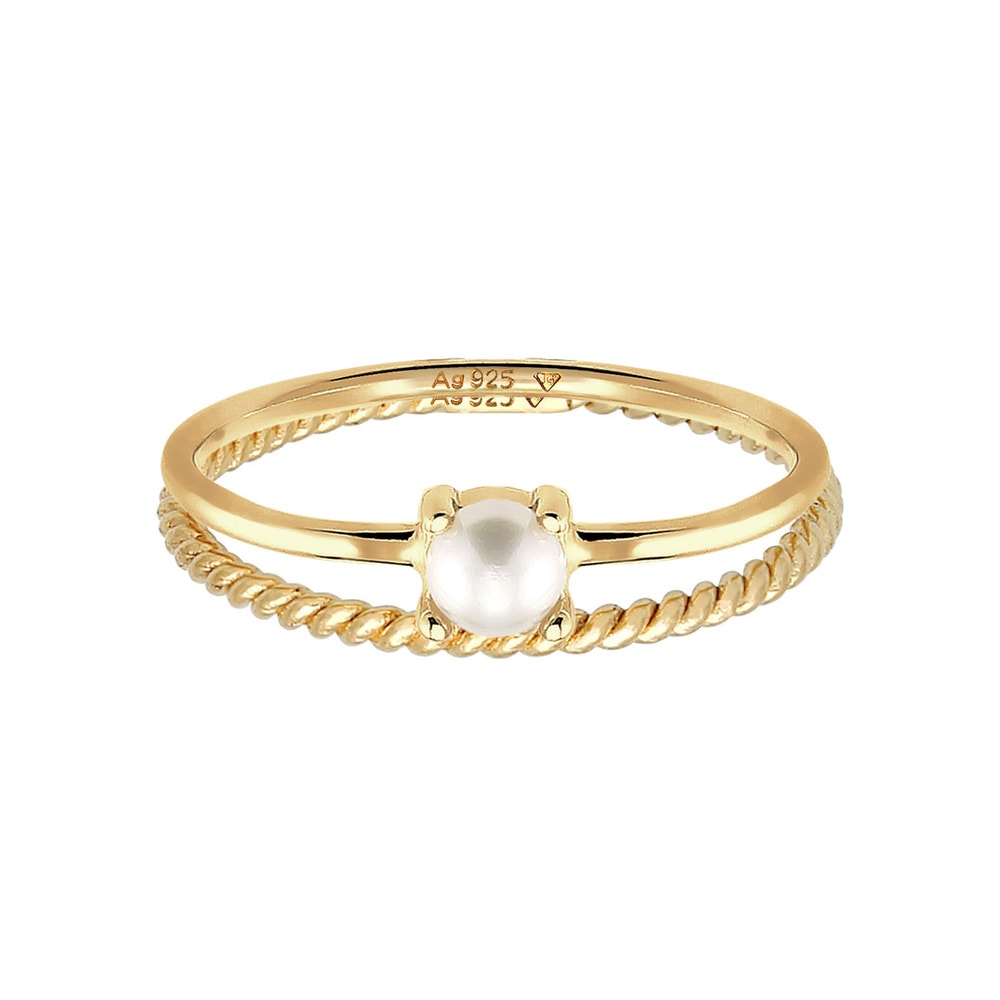 Elli PREMIUM Elli PREMIUM Bague Femmes Twisted set de 2 avec perle de culture d'eau douce en a Bague