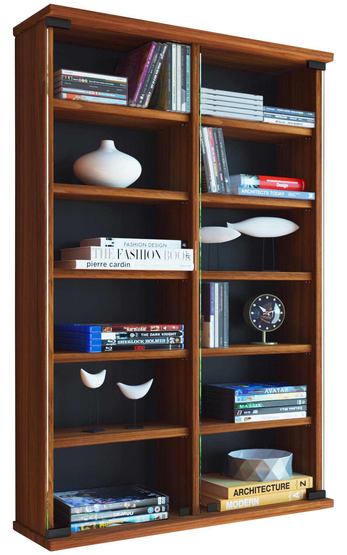 VCM CD-Regal Holz CD DVD Wandregal Schrank Zuntisa Glastür, 1-tlg.