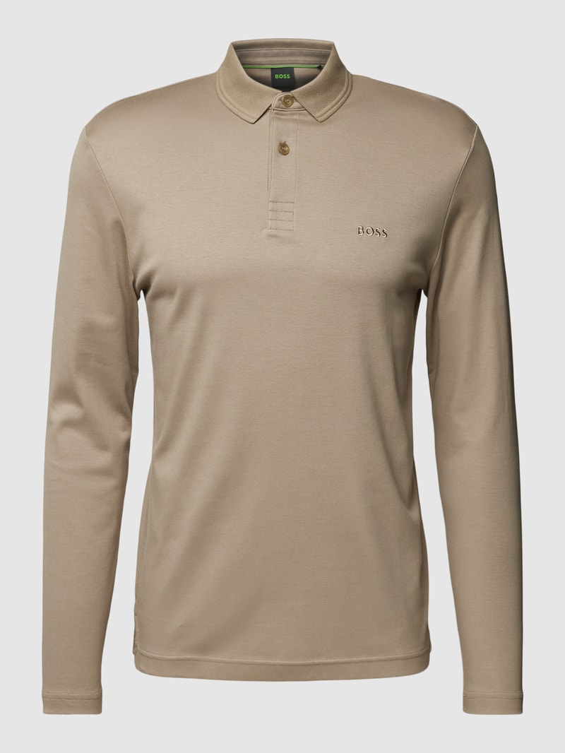 Poloshirt mit Label-Stitching Modell 'PIROL' in taupe