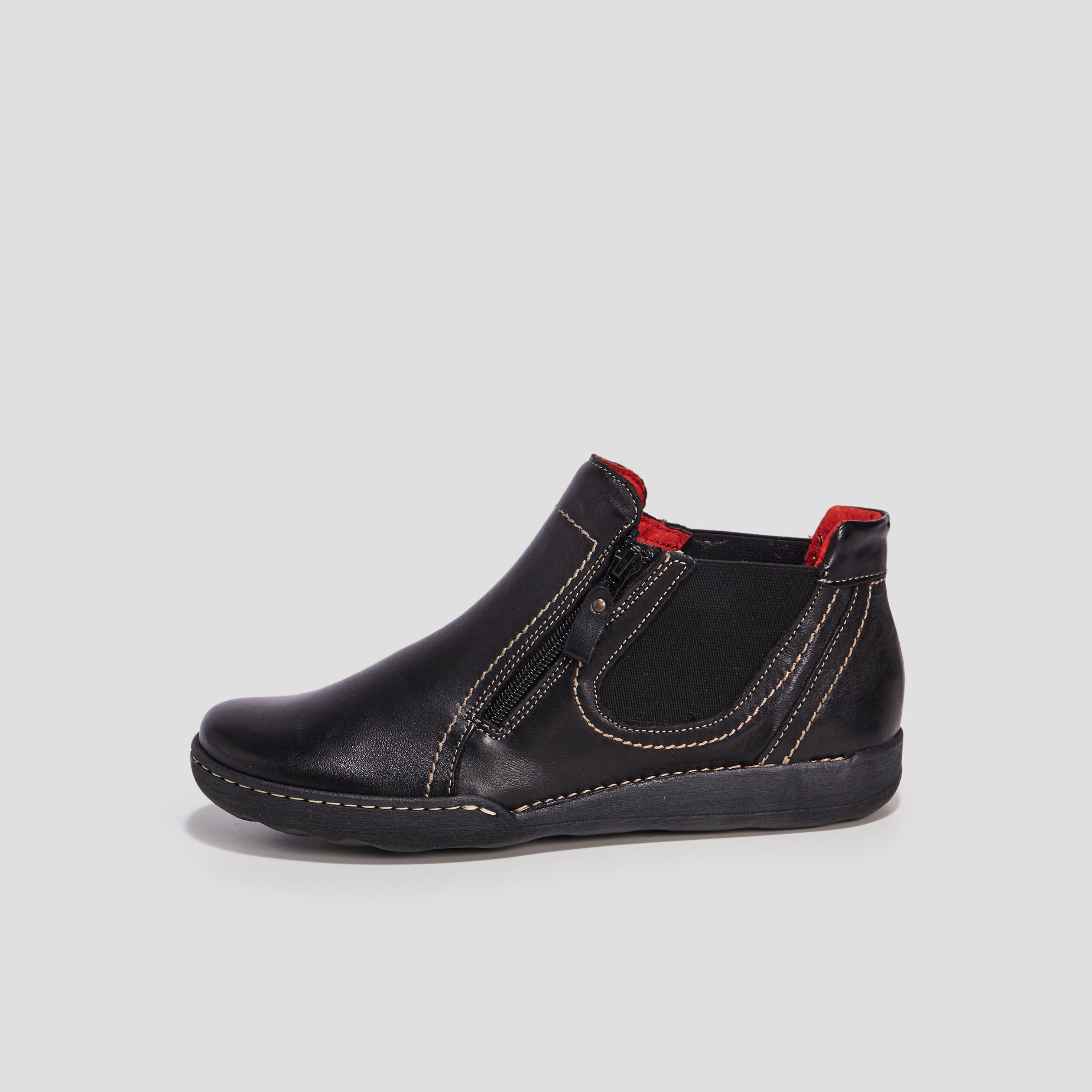 Bottines en cuir noir femme | La Halle