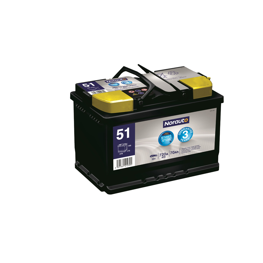 Start-Stopp-Autobatterie 51 von Norauto, 70Ah, 720A, 1 Stück - ATU