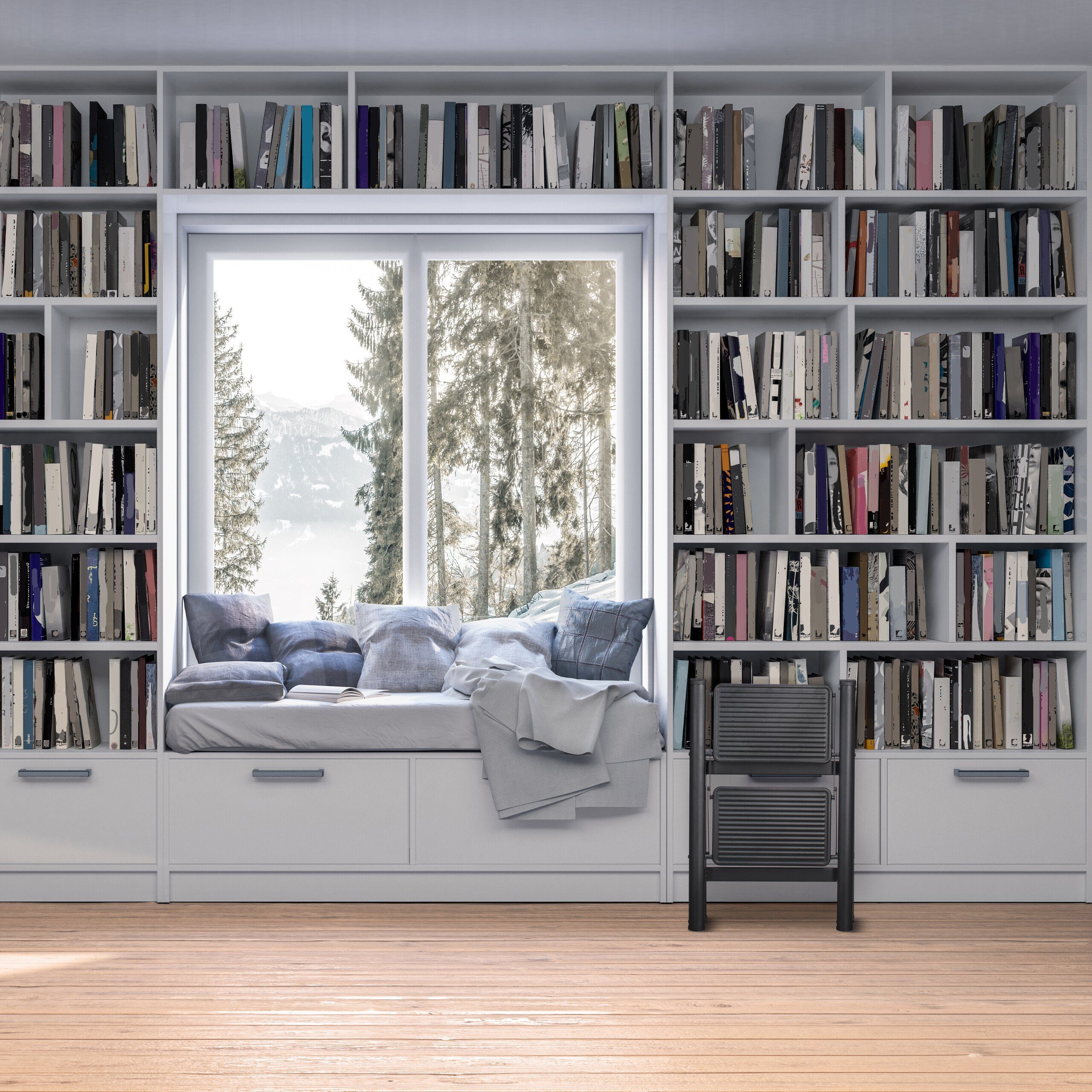 relaxdays Bockleiter Klappbare Trittleiter aus Stahl, 2 Stufen