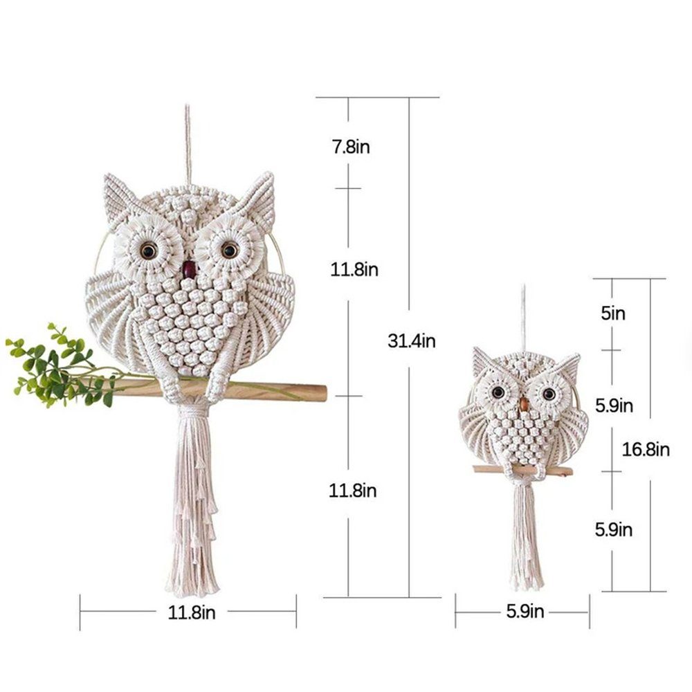 Wandteppich Eule Spitze Wandteppich Wandteppich Hand gewebt Boho Dekoration, ZanMax, kleiner