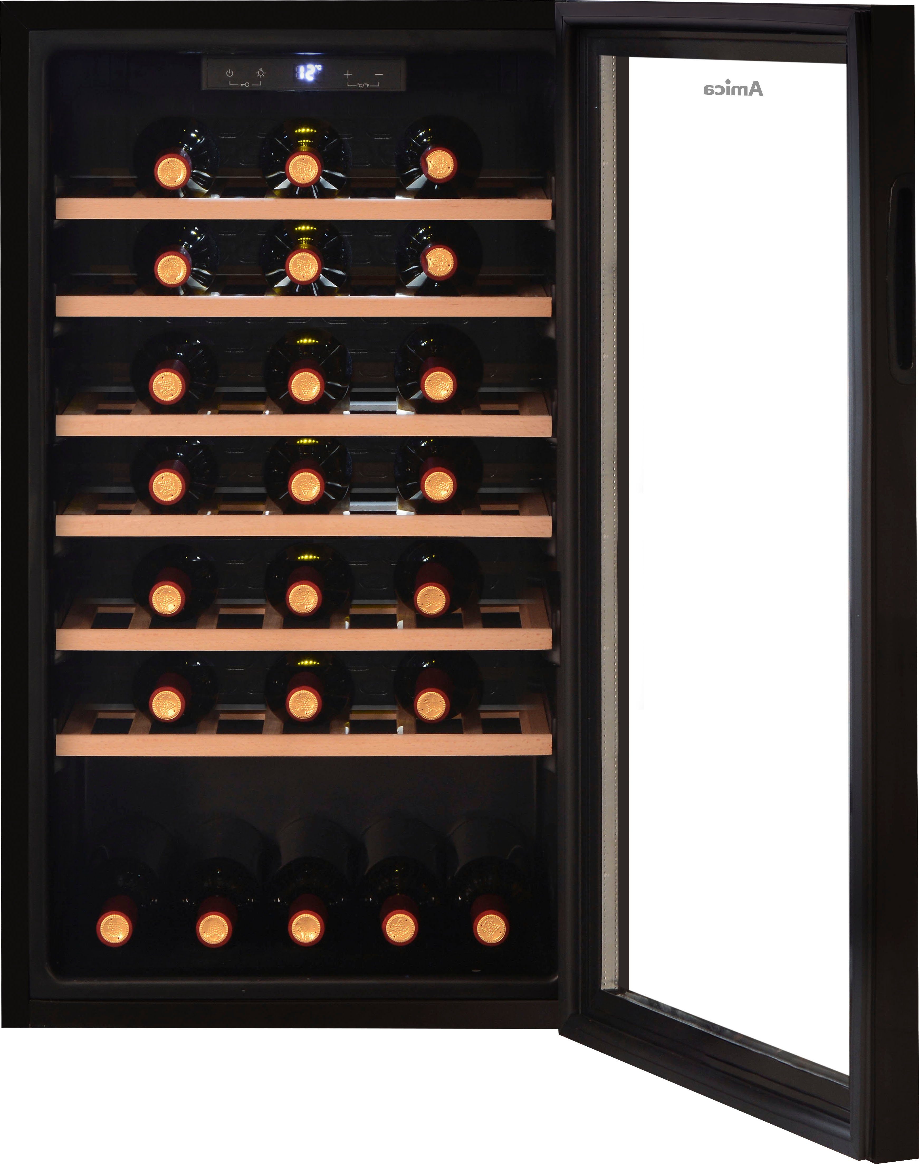 Amica Weinkühlschrank WK 341 901 S,für 52 Standardflaschen á 0,75l, Standkühlschrank