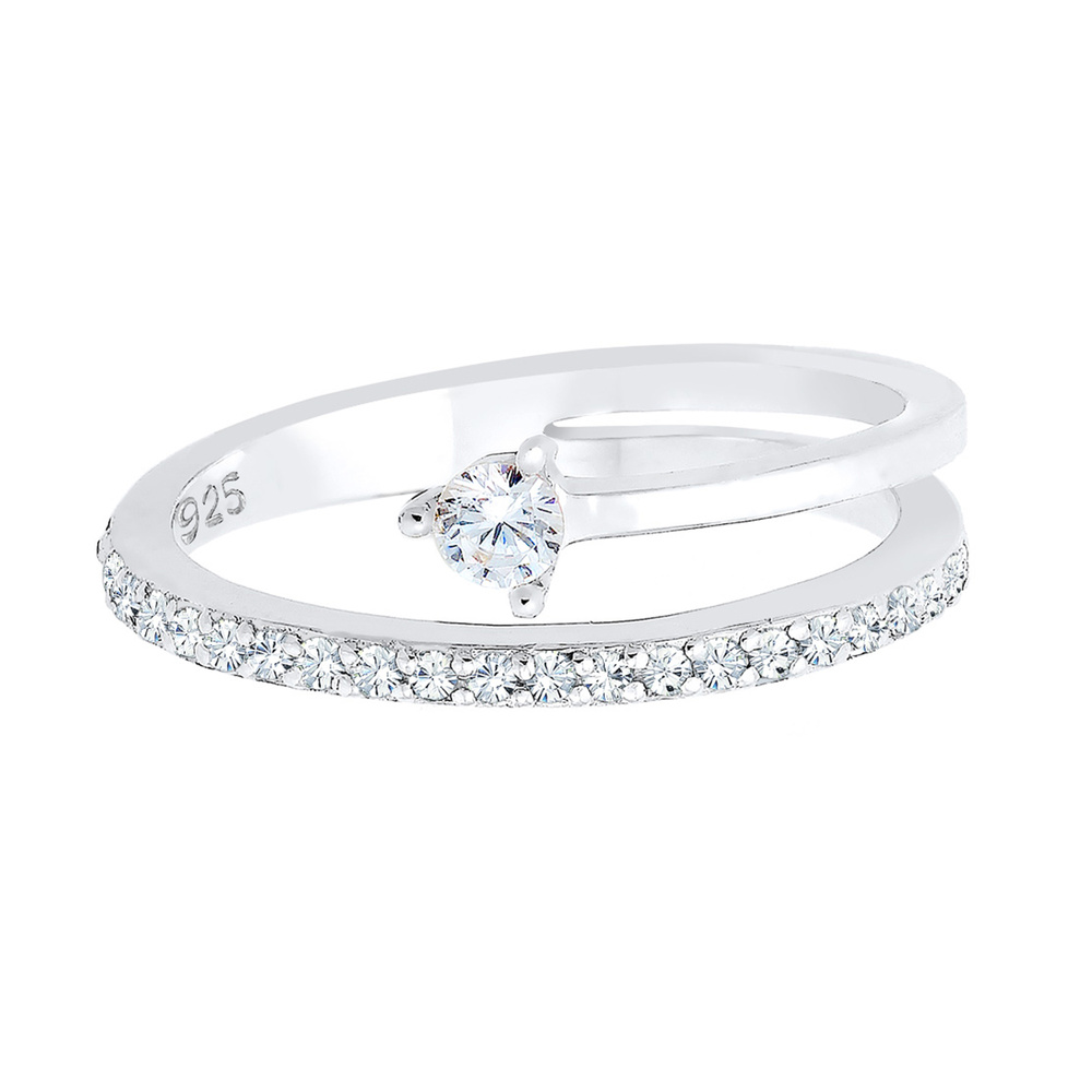 Elli Elli Bague Femme Motif de Flèche avec Cristaux de Zircone et Cristaux en Argent S Bague