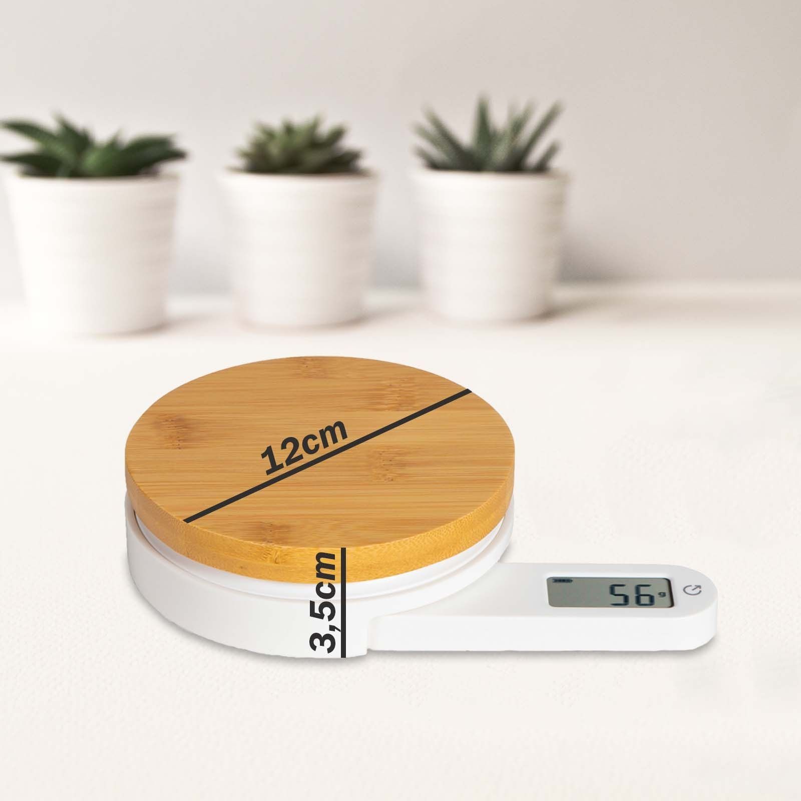 LIVOO Küchenwaage LIVOO Küchenwaage Digitalwaage aus Bambus LCD-Display Tara-Funktion