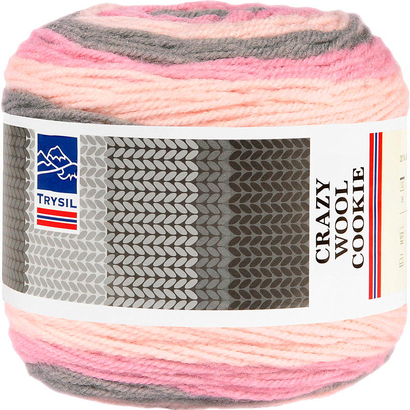 Trysil Crazy Wool Cookies miks 80% akryl, rosa/grå