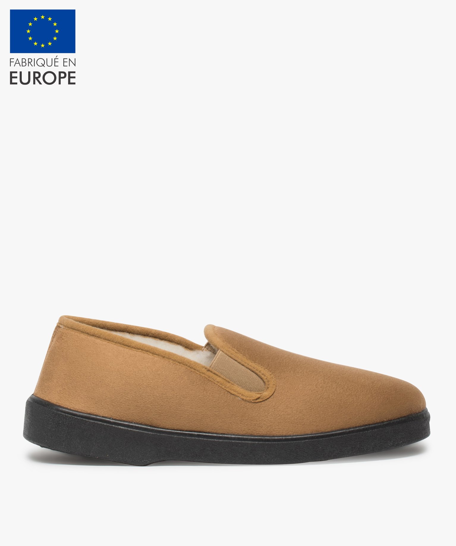 Chaussons homme unis avec doublure chaude camel | GEMO