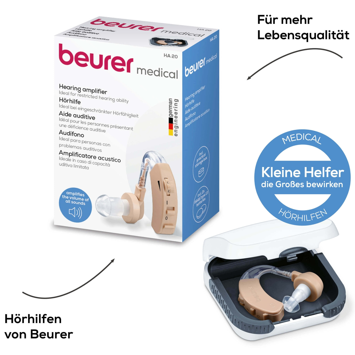 Beurer Hörhilfe HA 20-Ergonomische Hörhilfe mit Anpassung an den Gehörgang