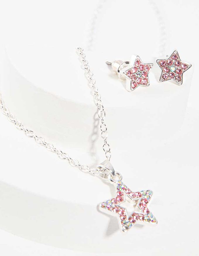 Set aus Kette und Ohrring - Ziersteine