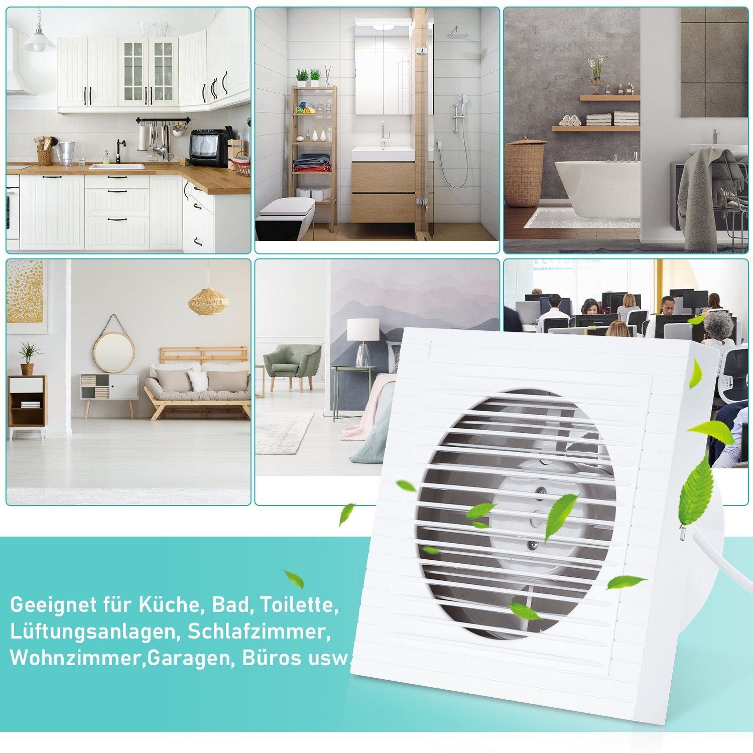 Yakimz Wandventilator Badlüfter 100mm Ventilator Standard Wandlüfter Mit Rückflussleitblech