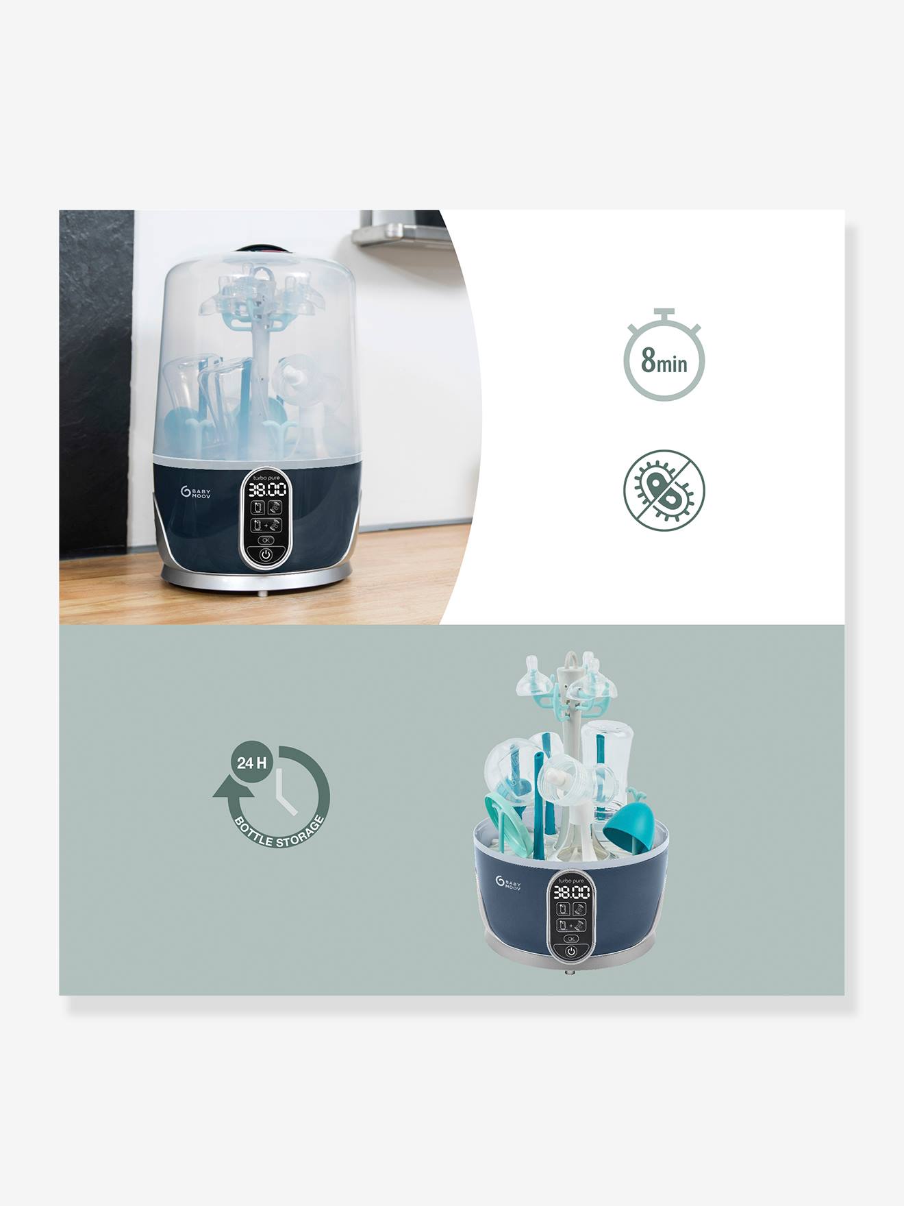 Babymoov Elektrischer Dampfsterilisator TURBO PURE BABYMOOV - grau