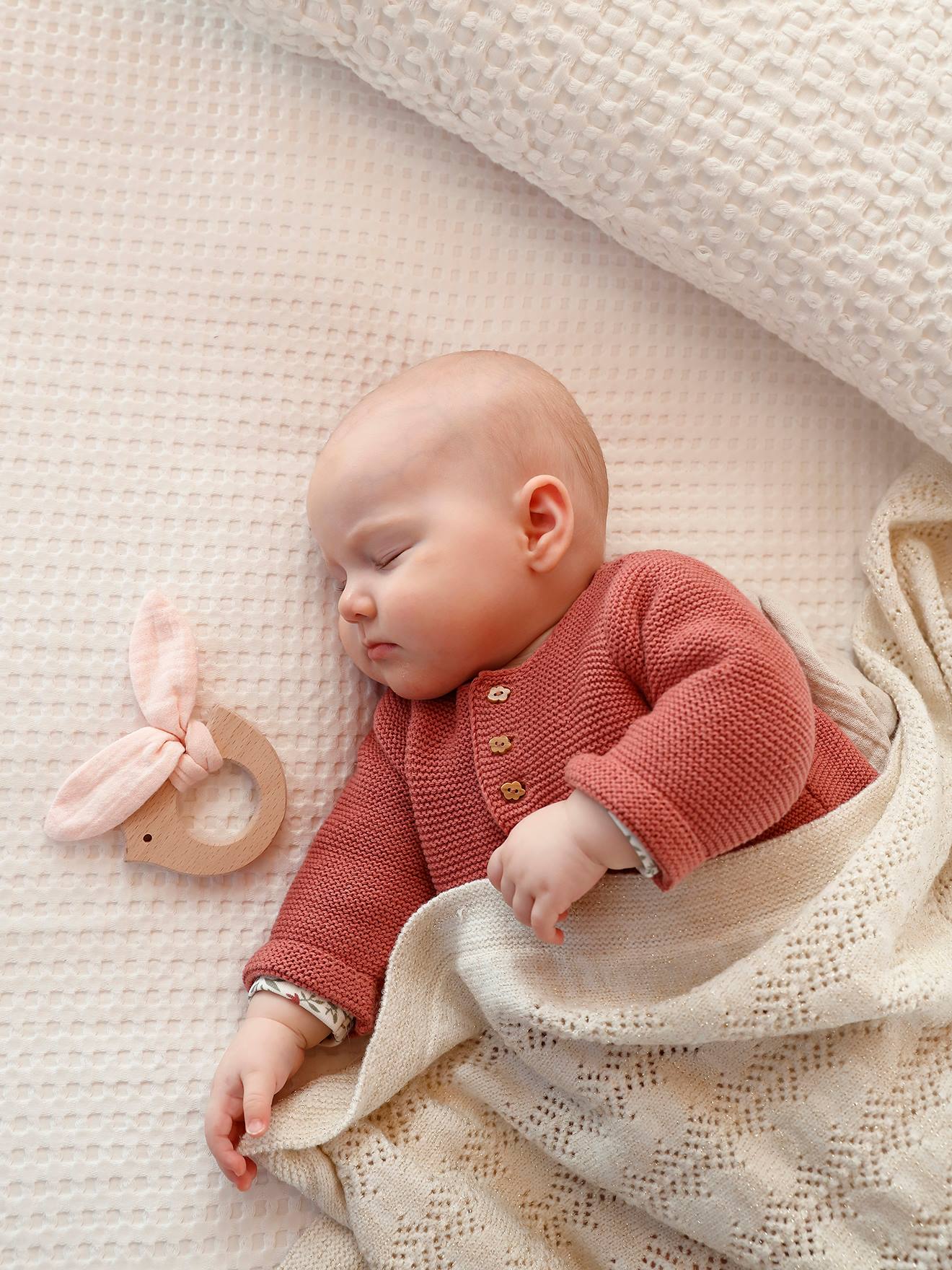 Couverture bébé pointelle avec lurex écru