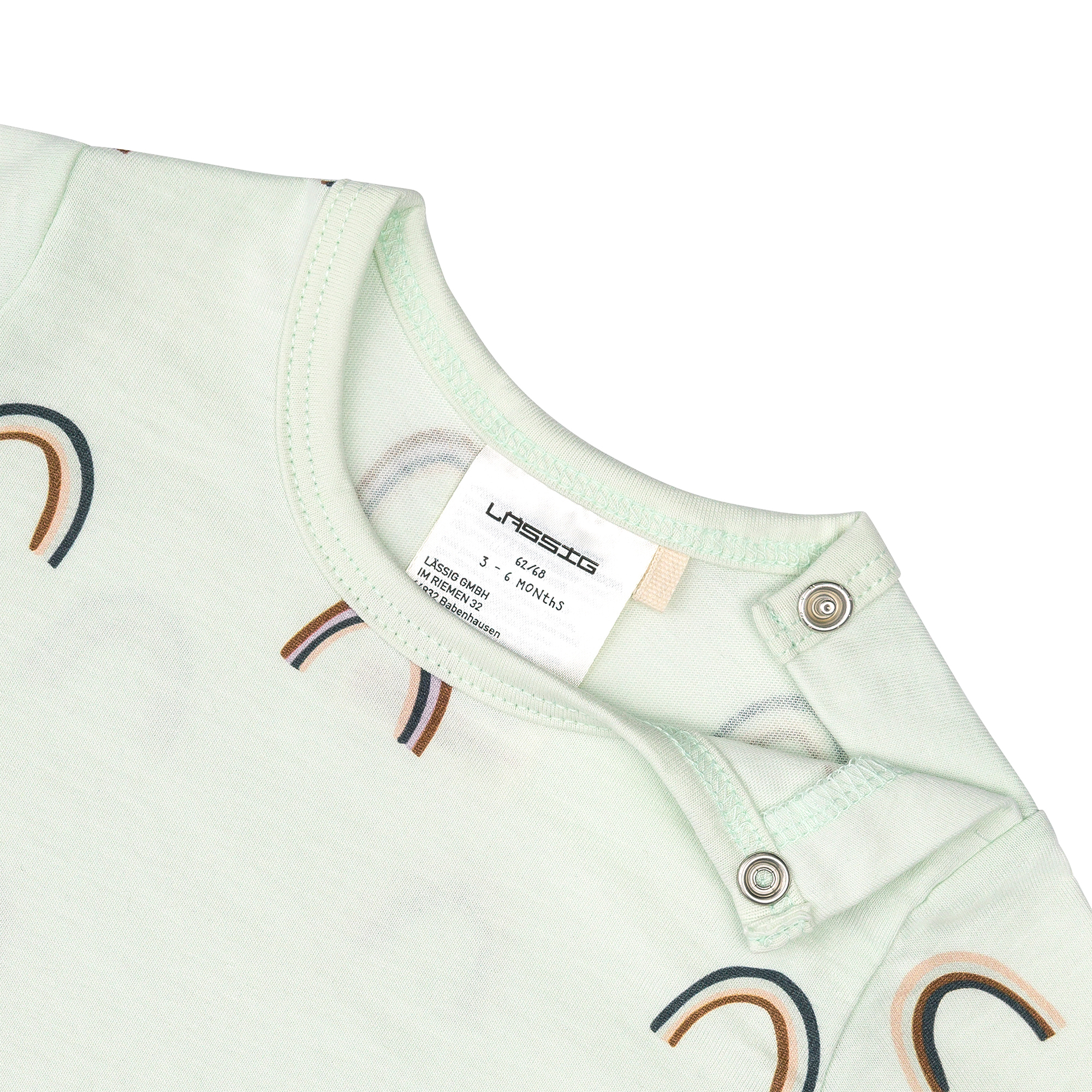 Baby Jumpsuit - Bio Baumwolle, Regenbogen, Mint