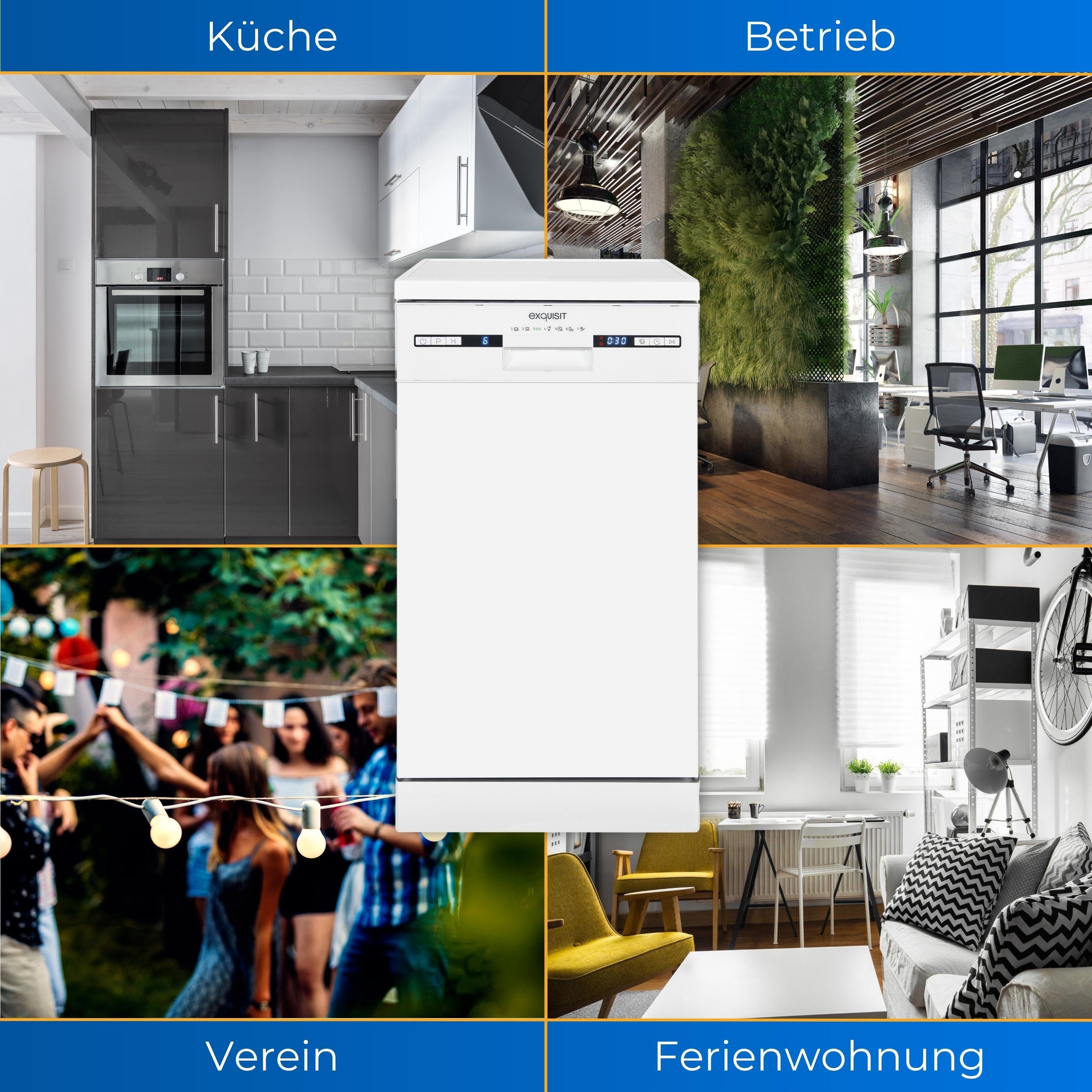 exquisit Standgeschirrspüler, GSP9309-030E, 9 Maßgedecke, einfache Bedienung durch LED Display, mit Energiesparfunktion ECO
