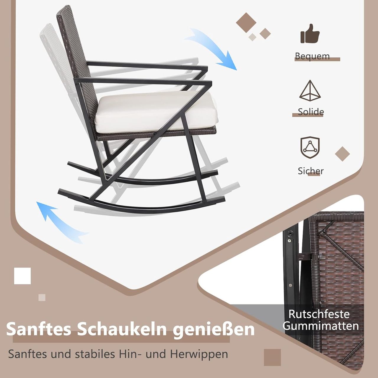 Costway 3TLG. Gartenmöbel-Set aus PE-Rattan