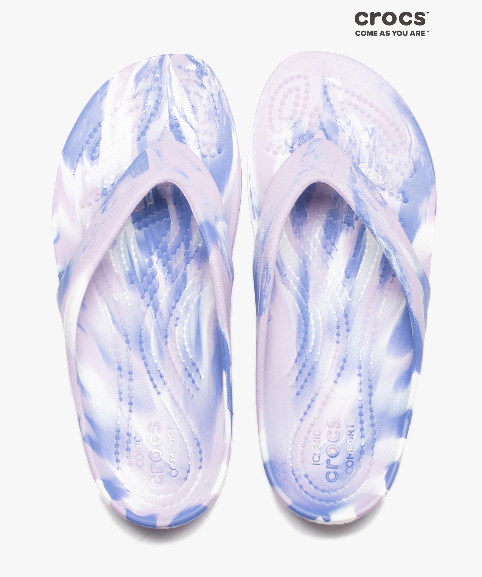 Tongs plage femme à semelle incurvée imprimée - Crocs violet | GEMO