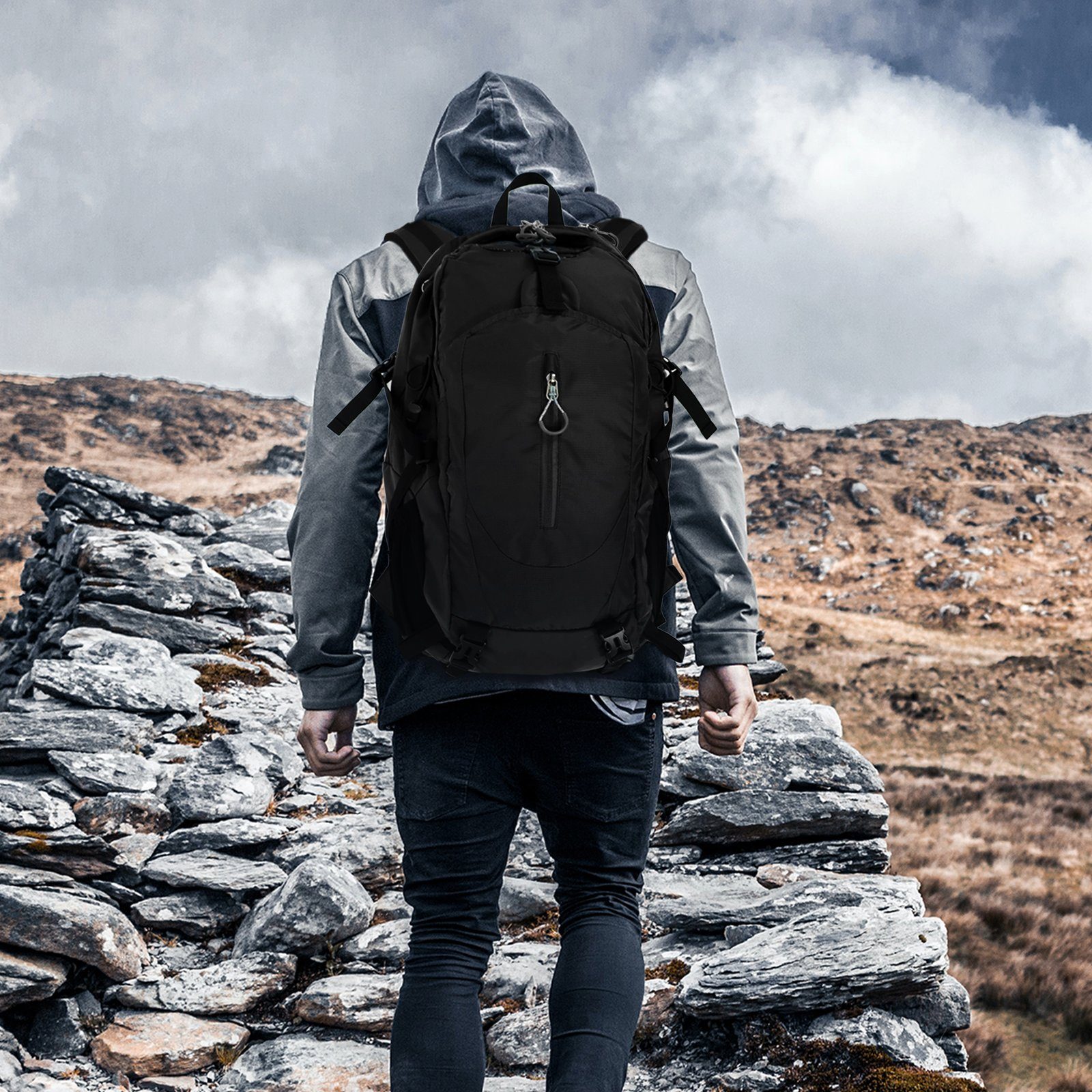 TAN.TOMI Wanderrucksack 40L Großer Wanderrucksack, Wasserdicht Multifunktionaler Daypack, mit Rückenbelüftung für Radfahren Reisen Klettern Sport