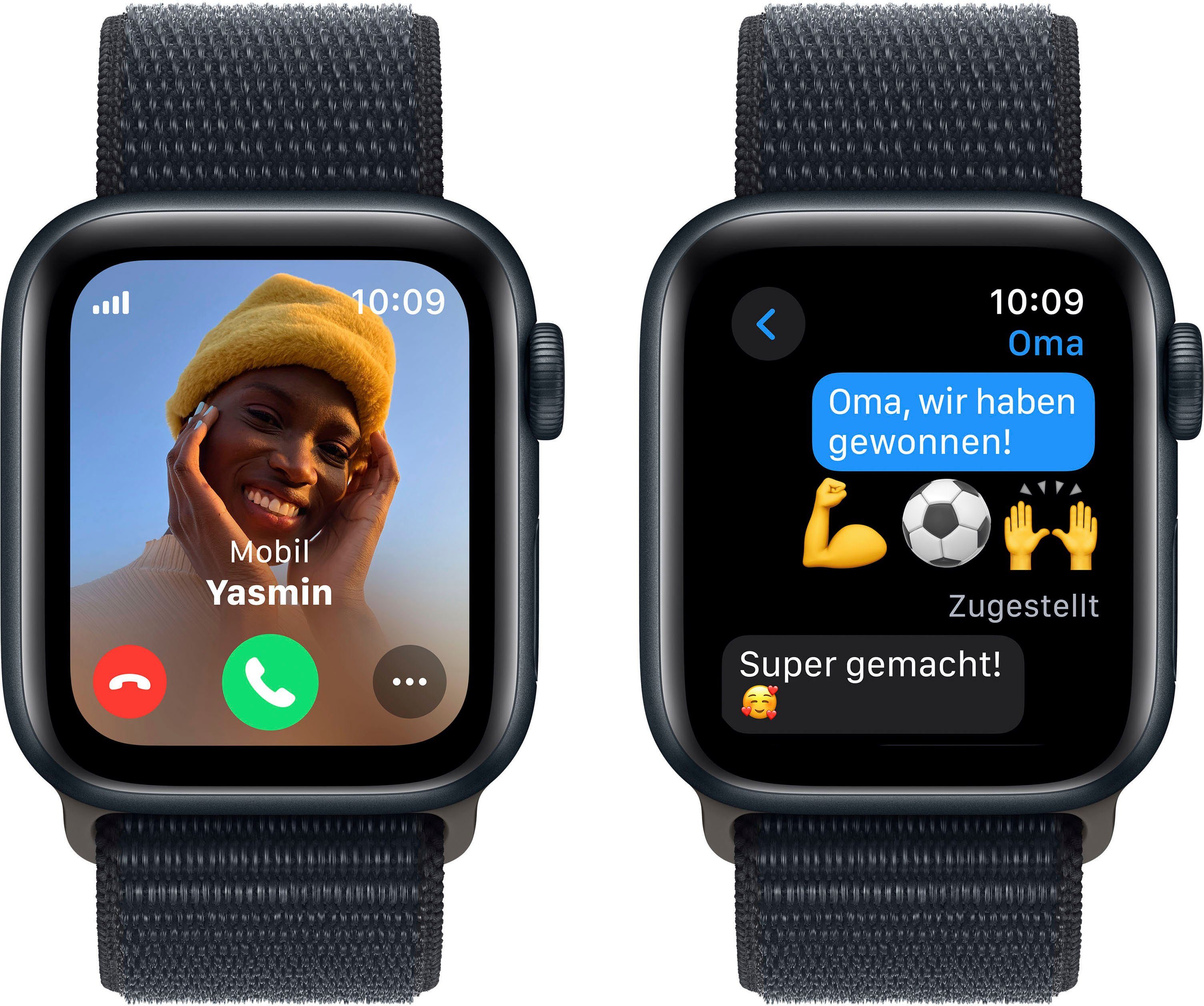 Apple Watch SE GPS 40 mm Aluminium + Cellular M/L Smartwatch (4 cm/1,57 Zoll, Watch OS 10), Sport Loop