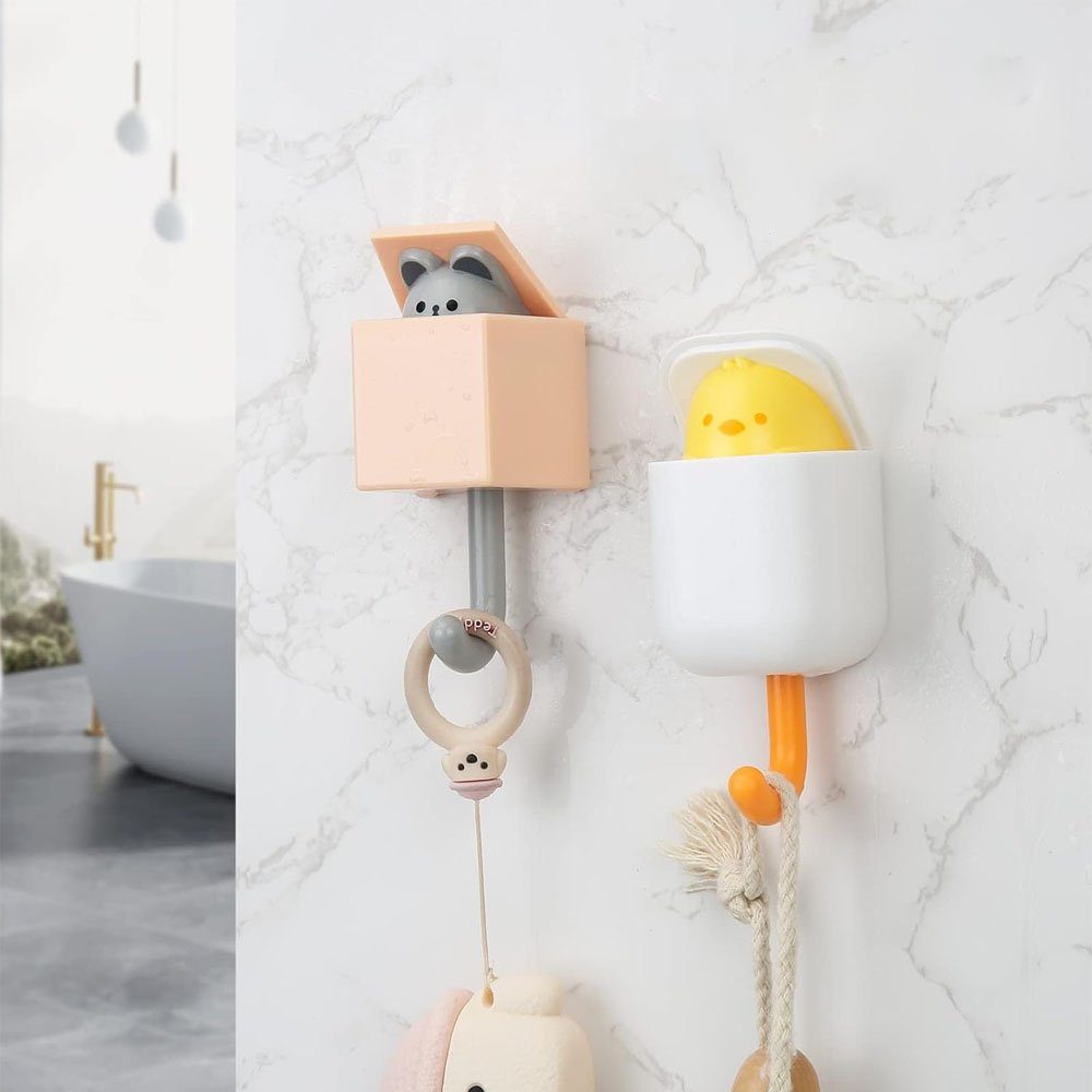 Sarfly Wandhaken Tier Wasserfest Haken, für Home Küche Hüte Keys Stick Haken, (3-St), Handtuchhaken Kinder, Wandhalterung Kleiderhaken Cat Key Hook