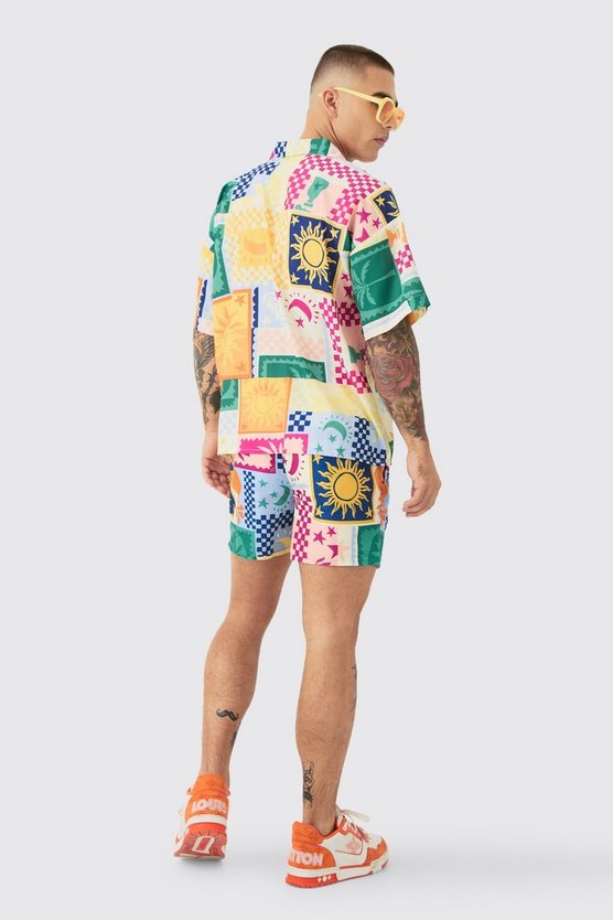 Hemd & Badehose mit Palmen-Print
