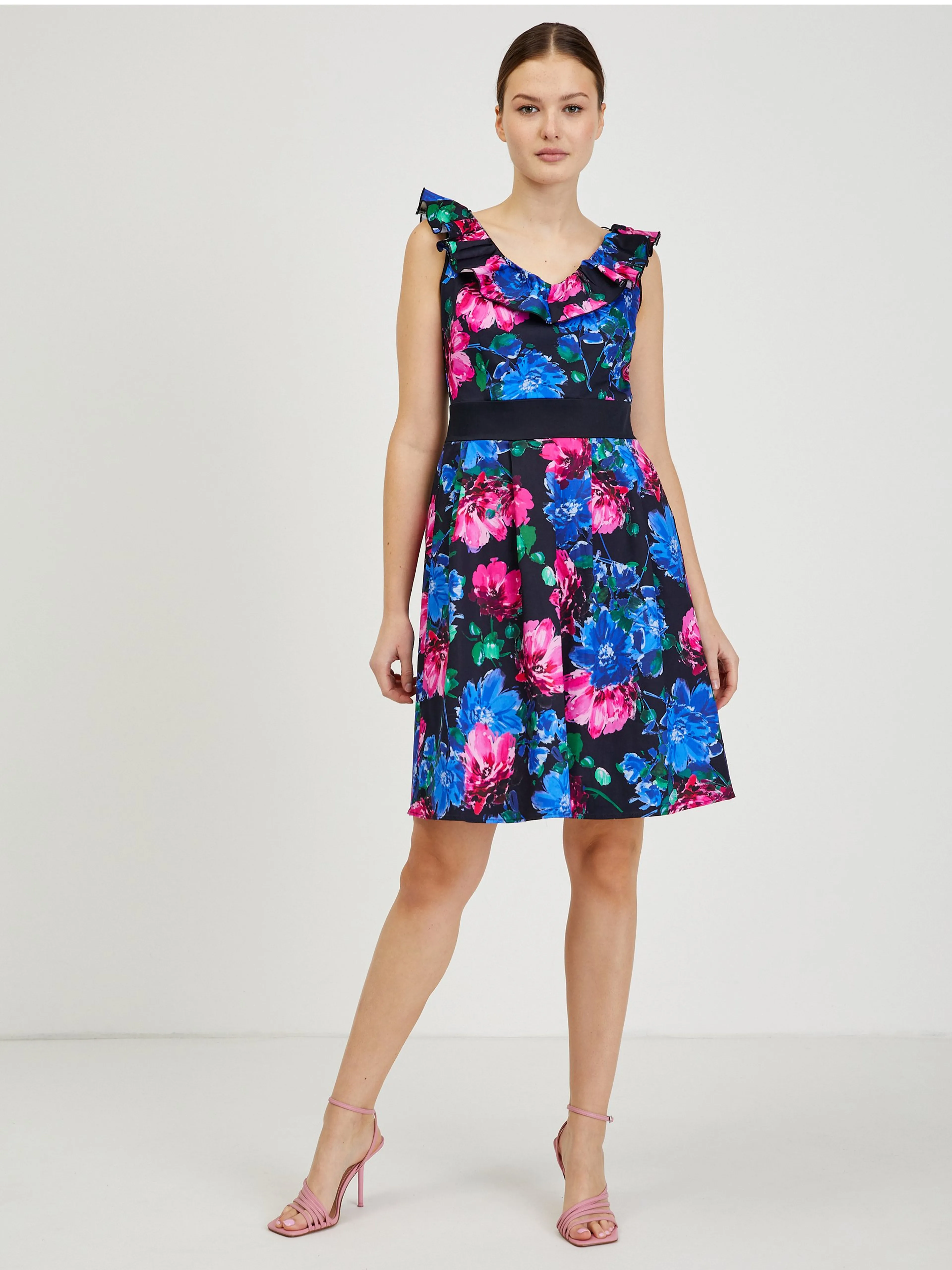 Rosa-blaues Damen Blumenkleid ORSAY