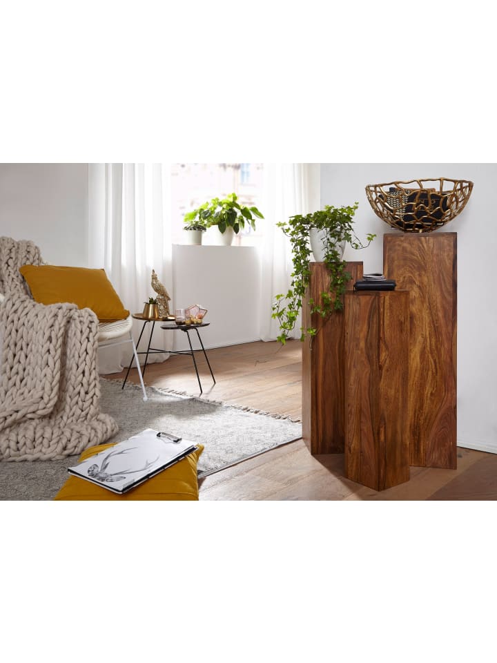 KADIMA DESIGN Beistelltisch 3er Set Massivholz Satztisch Quadratisch in Massivholz günstig kaufen onesize