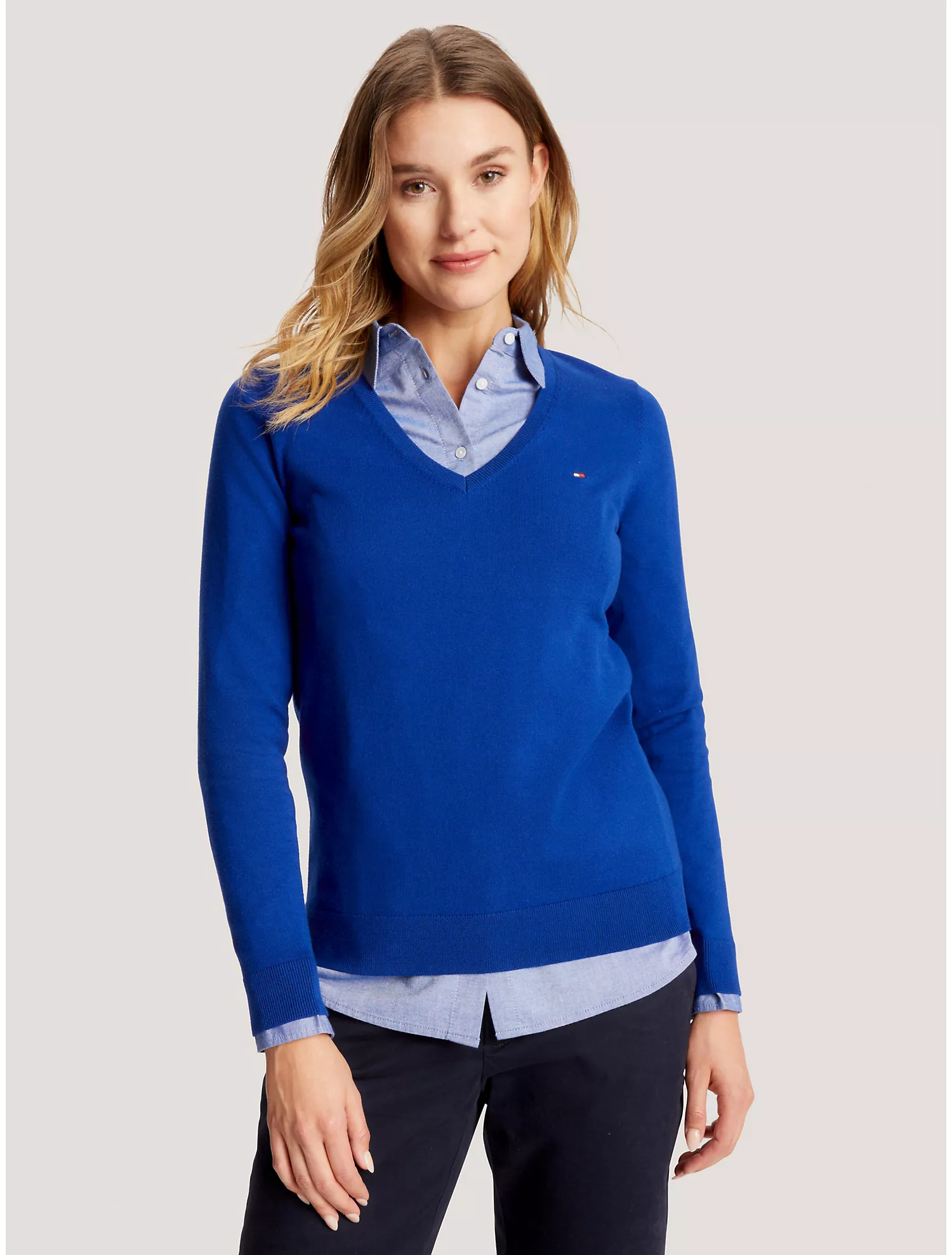 Solid V-Neck Sweater