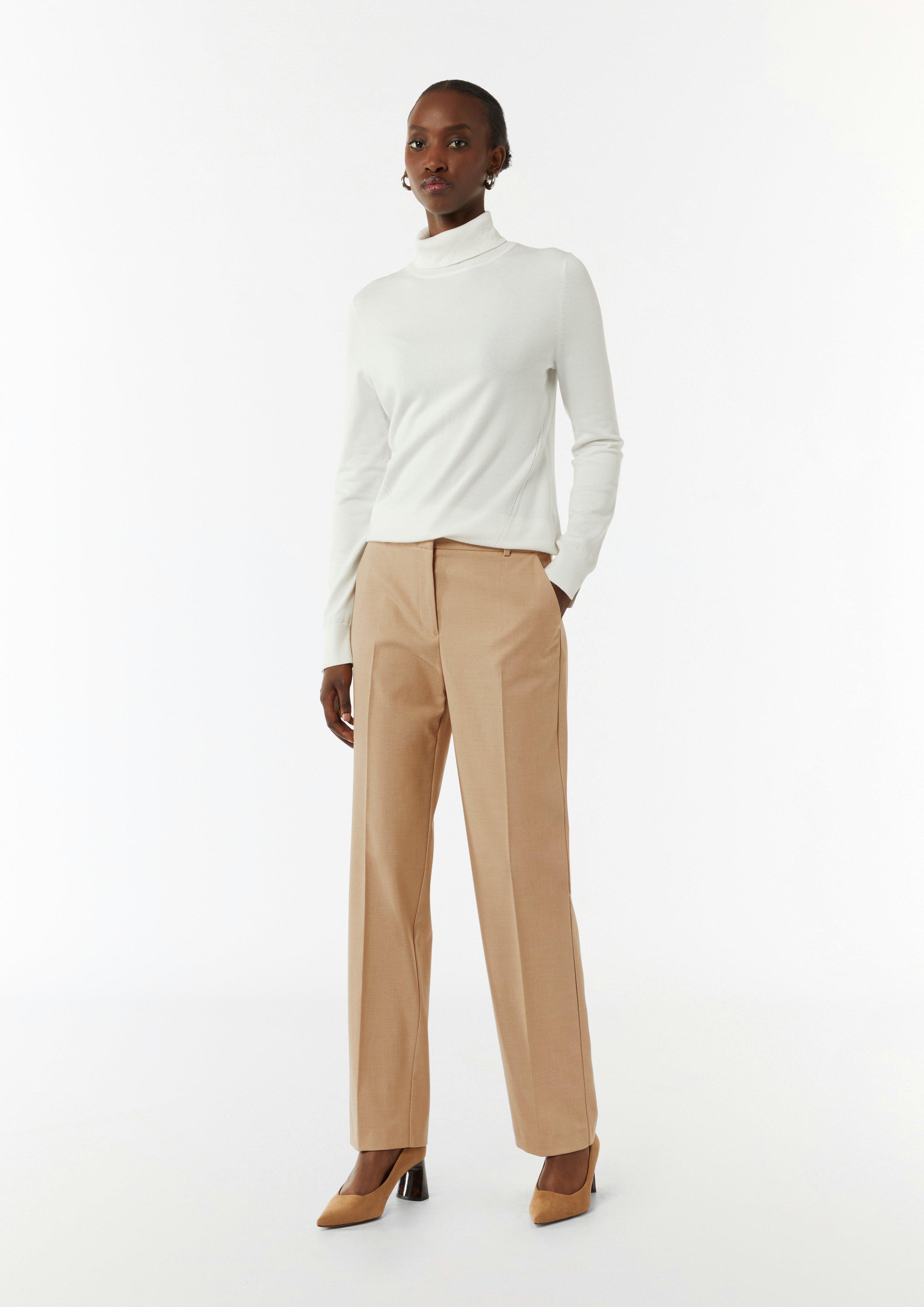 Business-Hose mit Straight Leg und Twillstruktur - sandfarben
