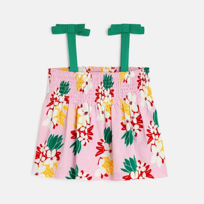 Débardeur fille à motifs fleurs exotiques rose Catimini