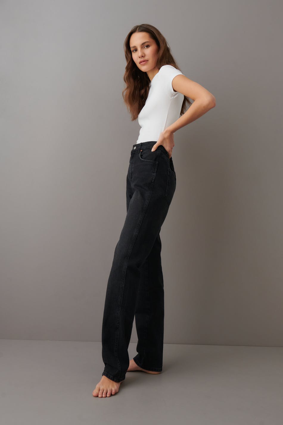 High straight jeans