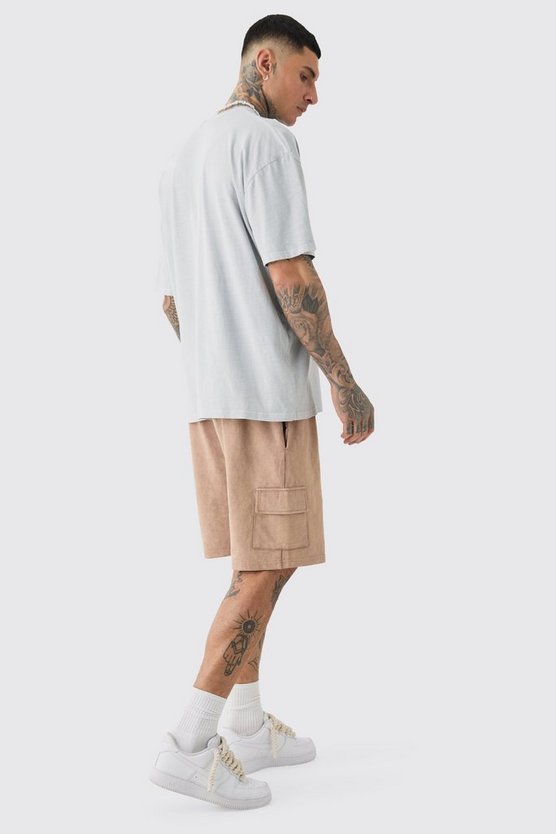 Tall graues Oversize T-Shirt mit floralem Print