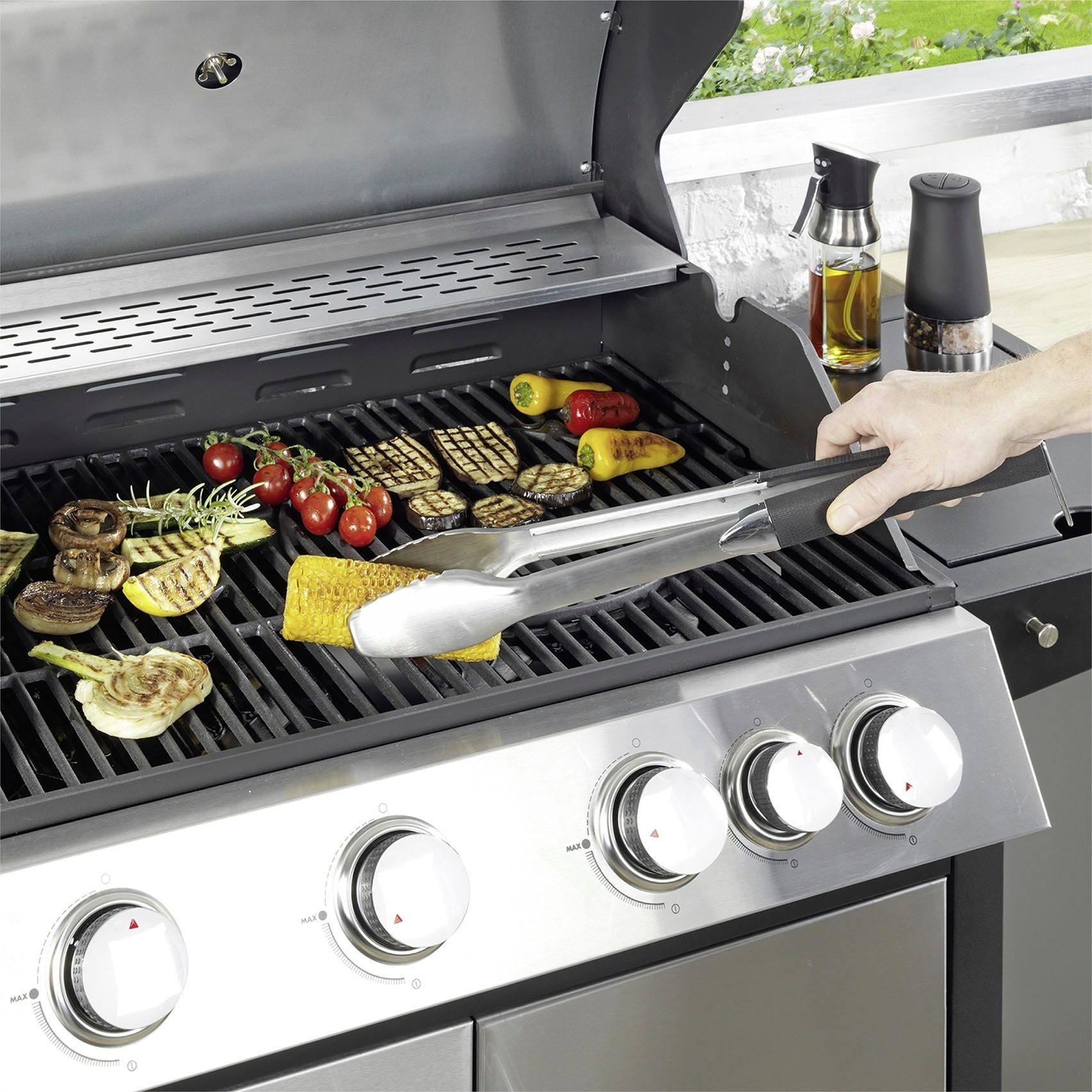 Maximex Grillzange BBQ, extra lang, temperaturbeständig, Edelstahl